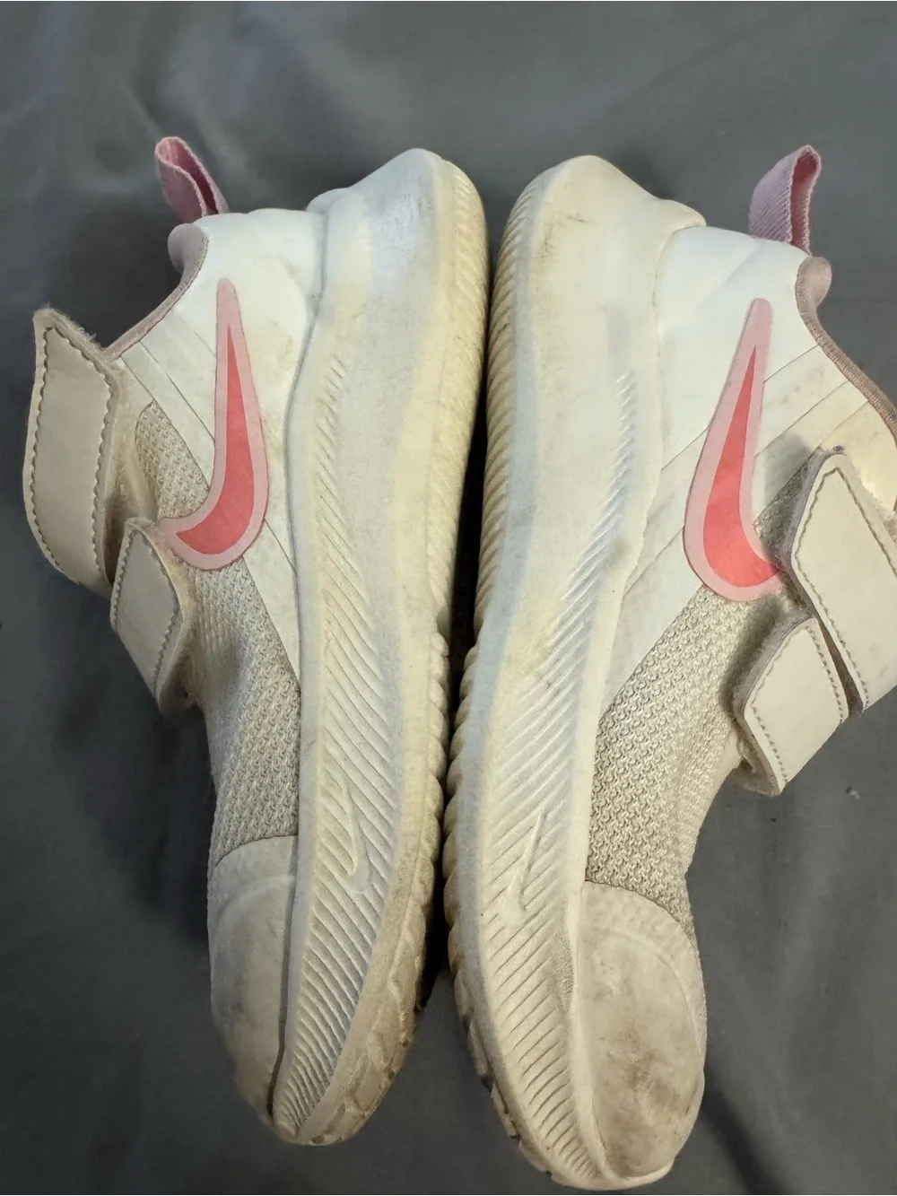 Nike Kids Cream and Pink Velcro Sneakers